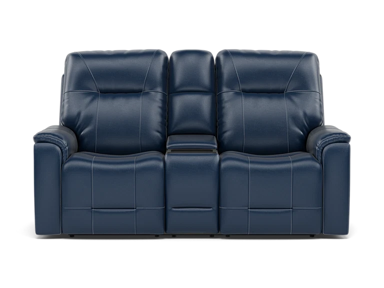 Matthew Leather Fully Loaded Zero Gravity Reclining Console Loveseat With Wireless Charging